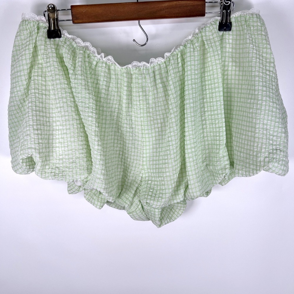 Princess Polly Green Gingham Ruffle Lace Trim Bloomers Shorts Size 12 NWT
